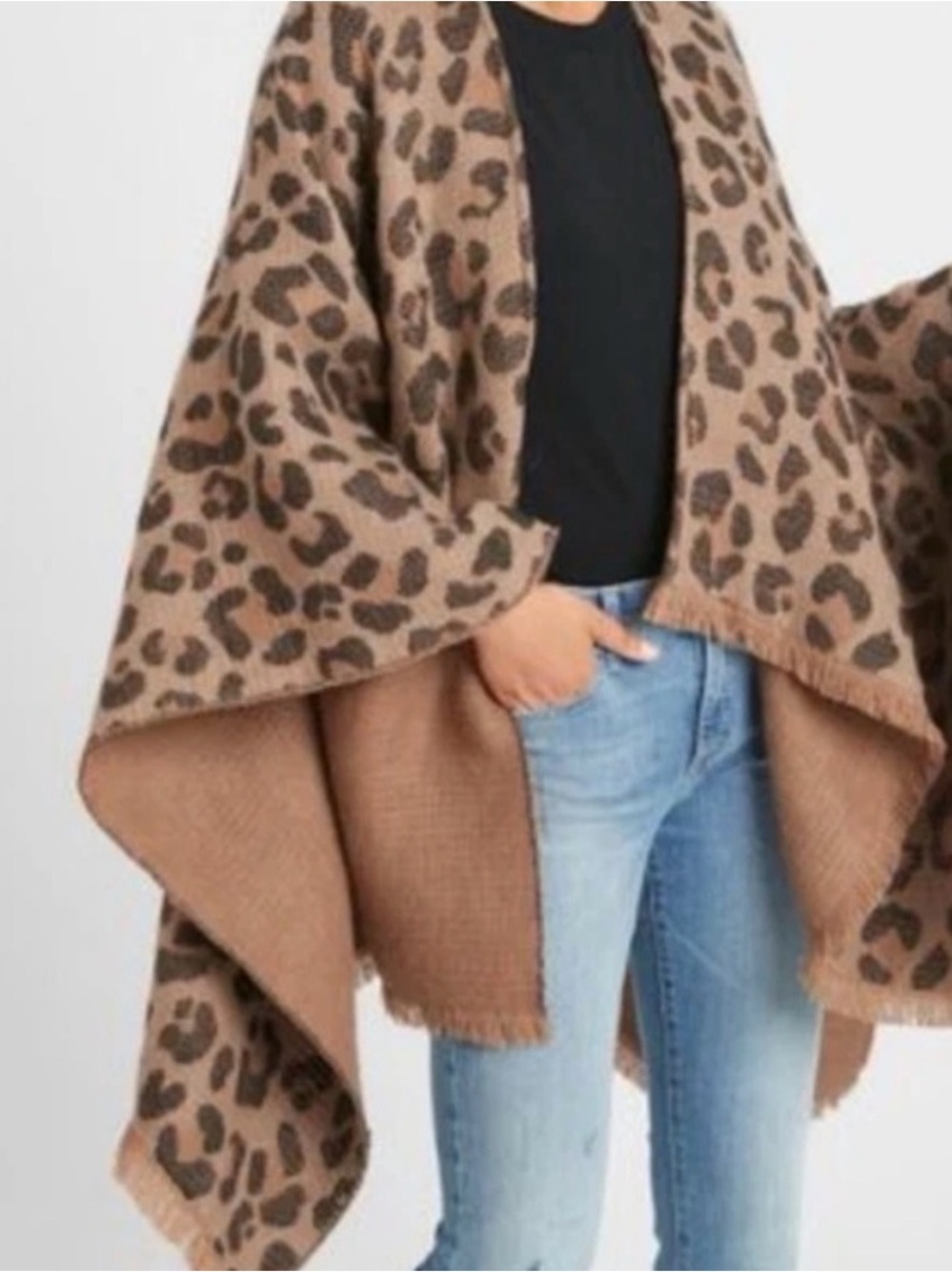 Banana Republic Leopard-Print Shawl Cape in Camel and Brown